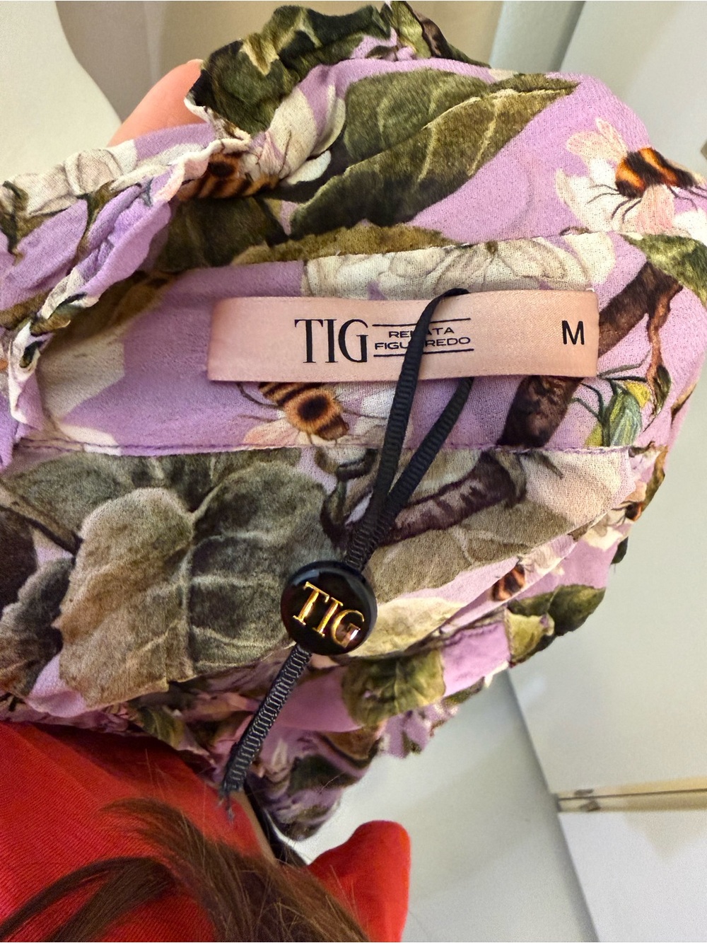 D&G style Floral Tie-Hem Button Front Blouse - Lavender - Picture 5 of 5